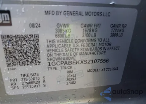 2025 Chevrolet Silverado 1500 2Wd Short Bed Custom from USA, damaged, VIN 1GCPABEKXSZ107556